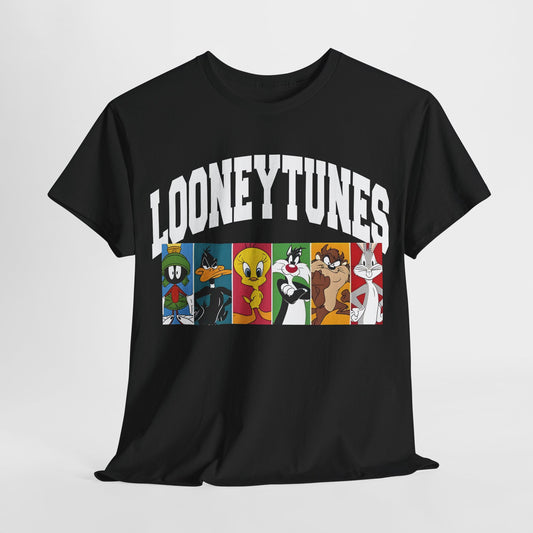 Looney Tunes Graphic T-Shirt Urban Unisex Cotton Tee in black, showcasing timeless cartoon characters, ideal for those who appreciate high-end animation wear.