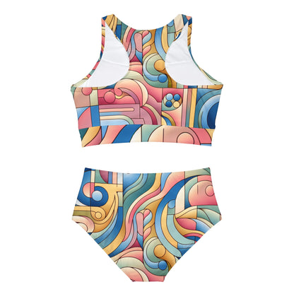 Close-up view of the premium fabric and sporty cut of the Women's Energetic Move Bikini Set from Dazzling Dreams Studio, showcasing elegance and durability ideal for summer adventures.