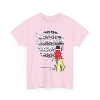 Luxury Snow White Funny Women's Graphic T-Shirt featuring a rebellious design with the phrase 'I'm not your f*cking princess' against a graffiti-style backdrop, celebrating individuality and empowerment.