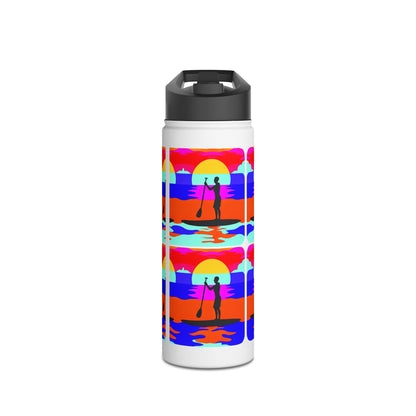 Chic Fantasy Paddleboarding Stainless Steel Water Bottle with bold paddleboarding graphic, ideal for stylish hydration on the go.