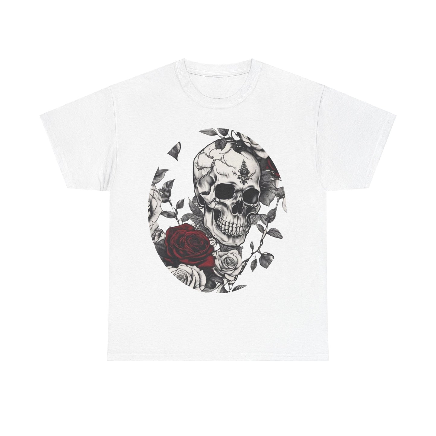 Skulls and Roses Cotton Tee, Unisex Graphic Shirt,