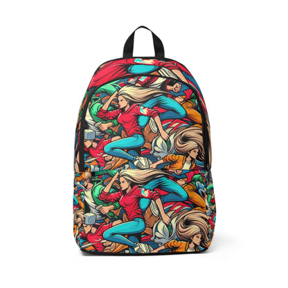 Vivid Cartoon Character Backpack by Dazzling Dreams Studio showcasing bold graphic design and vibrant comic characters, perfect for fashion-forward enthusiasts.