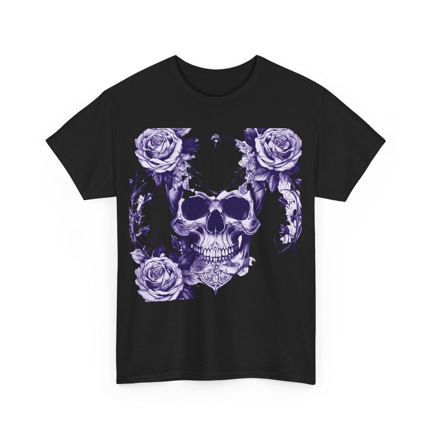 Skulls and Roses Cotton Tee, Unisex Graphic Shirt, 7 color choice