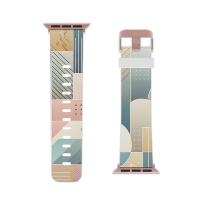 Elegant PixelVibe Pastel Geometric Apple Watch Band by Dazzling Dreams Studio featuring soft colours in a chic geometric pattern.