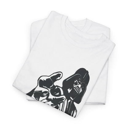 Darth Vader Funny Gift Mens Womens Graphic T-Shirt Unisex Cotton Urban Street presented in a neatly folded display, highlighting the whimsical design of the iconic character, an exquisite choice for gift-giving.