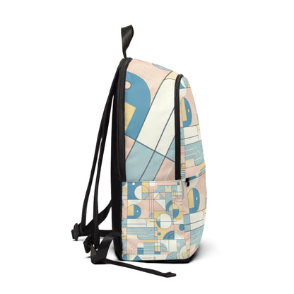 Soft pink and light yellow geometric backpack from Dazzling Dreams Studio, perfect blend of modern style and practicality for daily adventures.