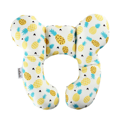 Vibrant U-Shaped Infant Pillow by Dazzling Dreams Studio adorned with playful pineapple designs, offering luxurious comfort and safety for your little one.