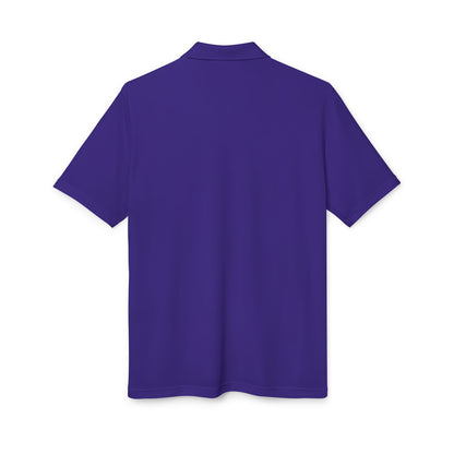 Stylish back view of a rich purple Adidas Unisex Performance Polo Shirt, designed from eco-friendly 100% recycled polyester with superior UPF 50+ sun protection.