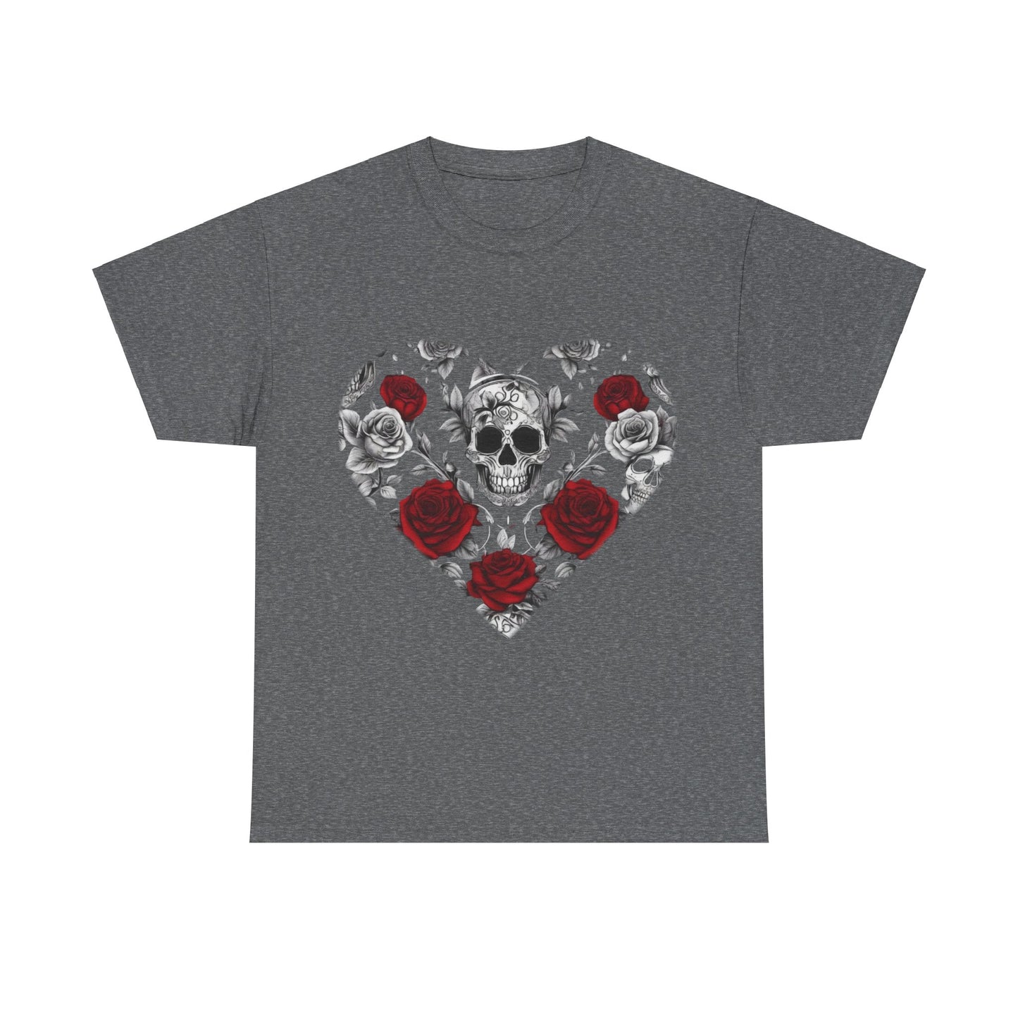 Skulls and Roses Cotton Tee, Unisex Graphic Shirt, 7 color choice