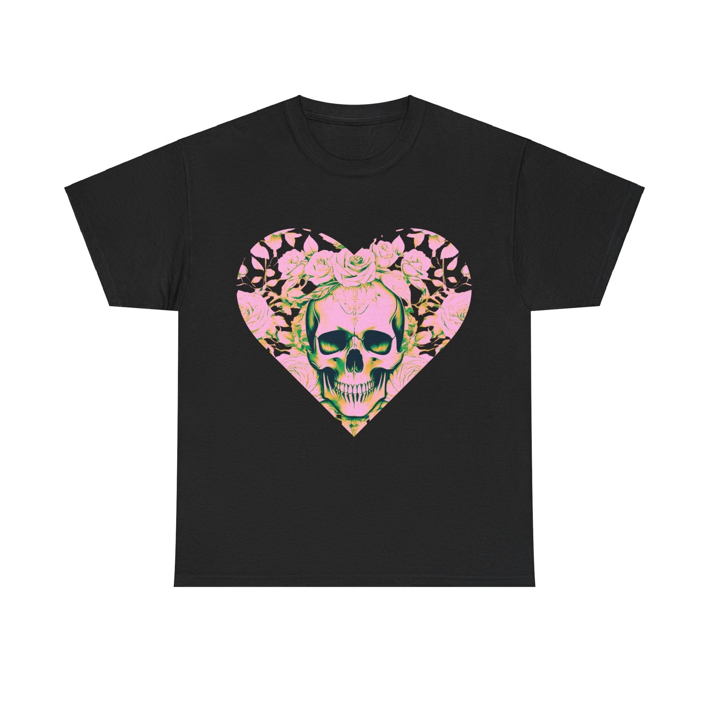 Skulls and Roses Cotton Tee, Unisex Graphic Shirt, 7 color choice