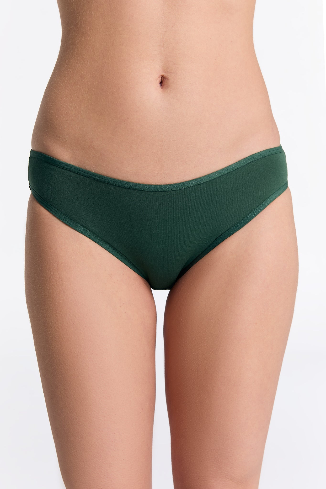 Close-up of luxury organic cotton women's briefs, highlighting the high-quality soft texture and elastic comfort fit.