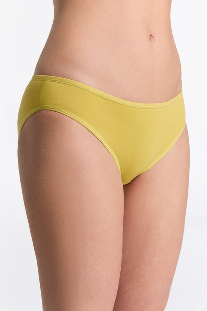 Stylish presentation of women's luxury organic cotton briefs, available in sizes S to XL, emphasising eco-friendly fashion.