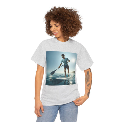 Stylish design of Delightfull Paddle Board Adventure T-Shirt featuring a captivating paddleboarding scene, ideal for luxury outdoor lovers from Dazzling Dreams Studio.