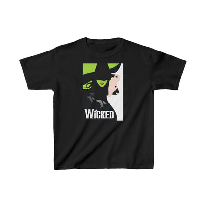 Unisex Kids Wicked Movie Graphic T-Shirt Tee in black, showcasing a stylish homage to the beloved Wicked Movie, designed for discerning young fashion enthusiasts.