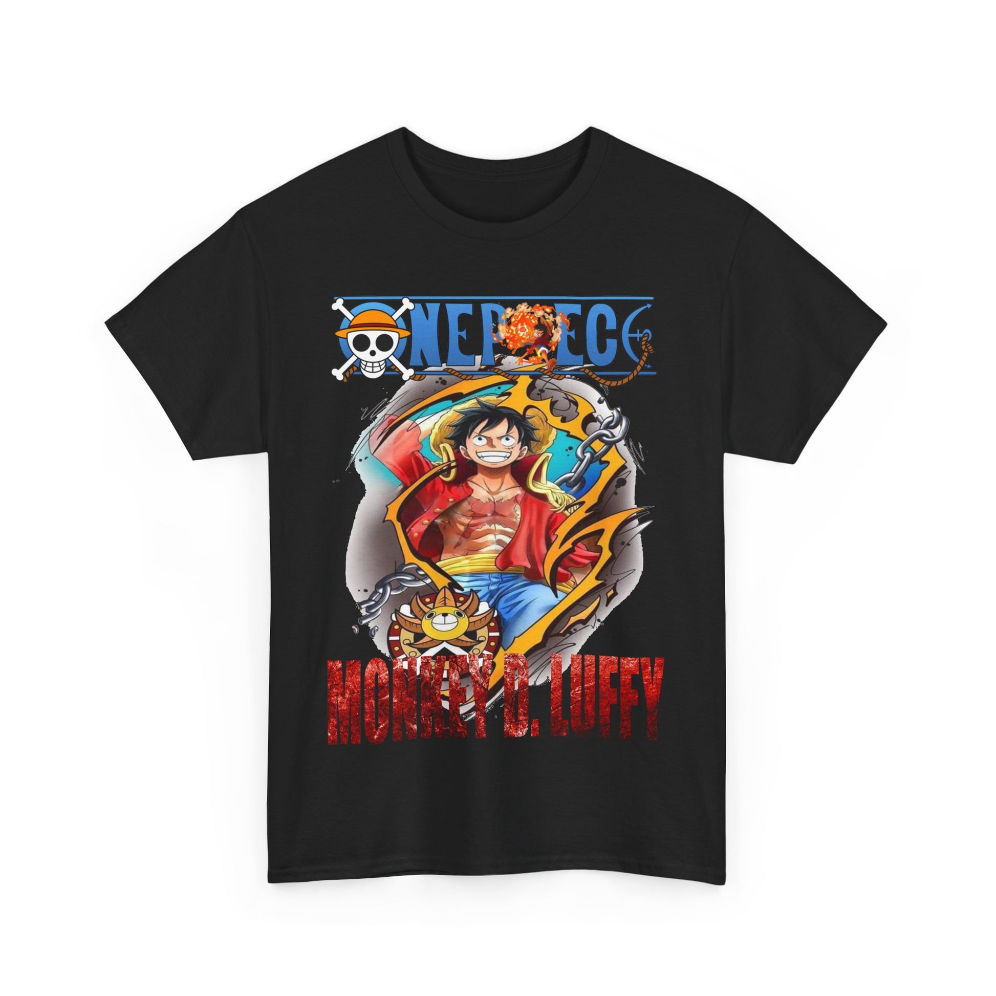 Stylish Monkey D. Luffy t-shirt featuring vibrant graphic design and iconic elements from the One Piece anime, perfect for adventure seekers.