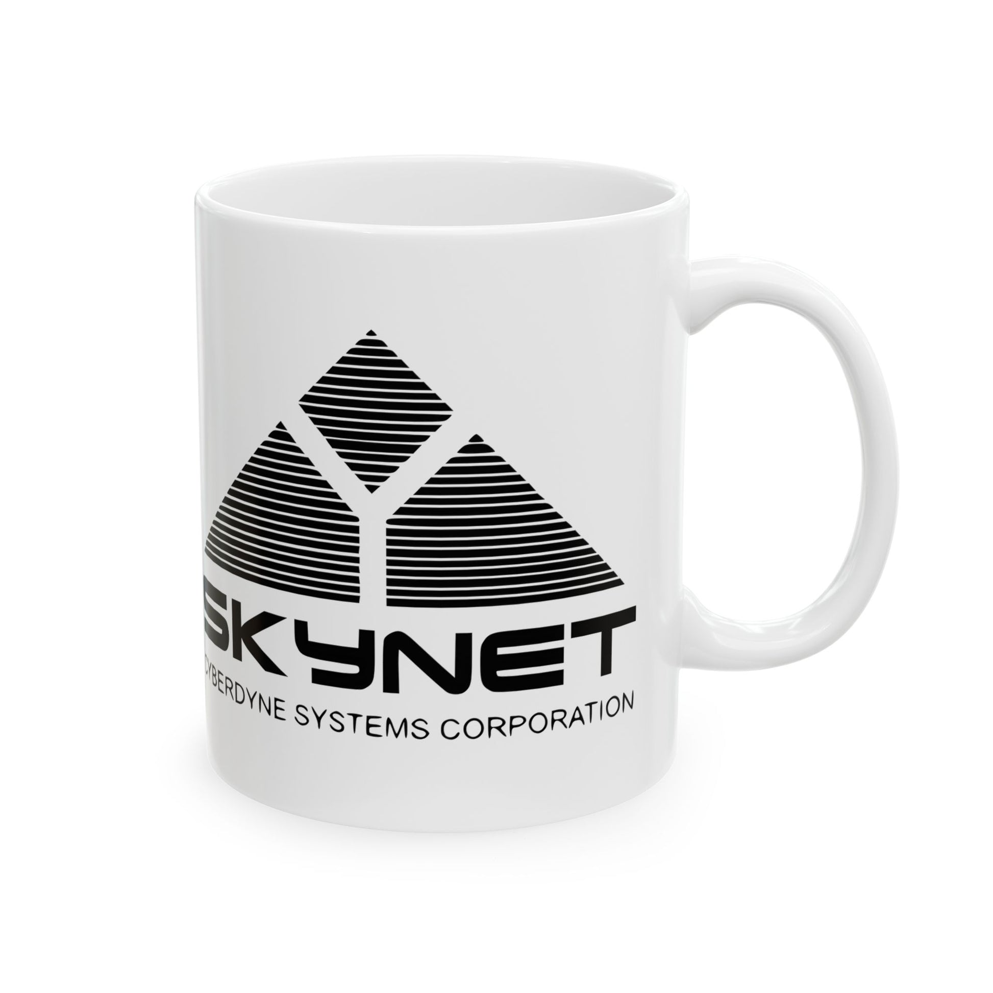 Skynet Cyberdyne Systems Logo Terminator Retro Image Ceramic Mug - A perfect blend of retro style and practical use for sci-fi enthusiasts who need their caffeine fix to conquer the workday!