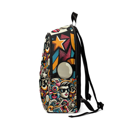 Another angle of the Fusion Transcendence Cartoon-Inspired Abstract Backpack, showcasing its unique artwork and stylish silhouette for modern fashion.