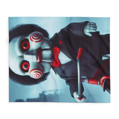 Luxurious Decorative and Warm Halloween Jigsaw Spooky Arctic Fleece Blanket featuring a charming design, ideal for enhancing Halloween decor.