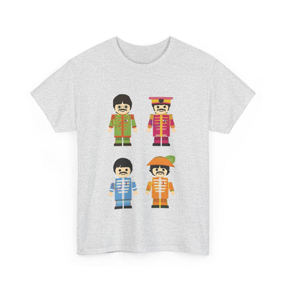 The Toy Beatles Graphic T-Shirt Urban Unisex Cotton Tee in grey, depicted with colourful cartoon figures of the famous band members, a perfect blend of nostalgia and modern fashion.