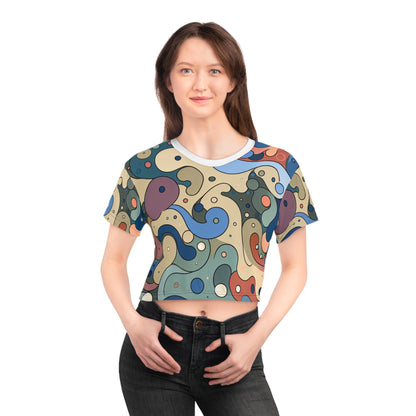 Model wearing the Vivienne Clairmont Stylish Crop Top by Dazzling Dreams Studio, styled with high-waisted trousers, embodying contemporary summer elegance.