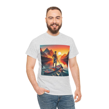 Stylish t-shirt highlighting the serenity of paddleboarding, crafted by Dazzling Dreams Studio for those who cherish nature.