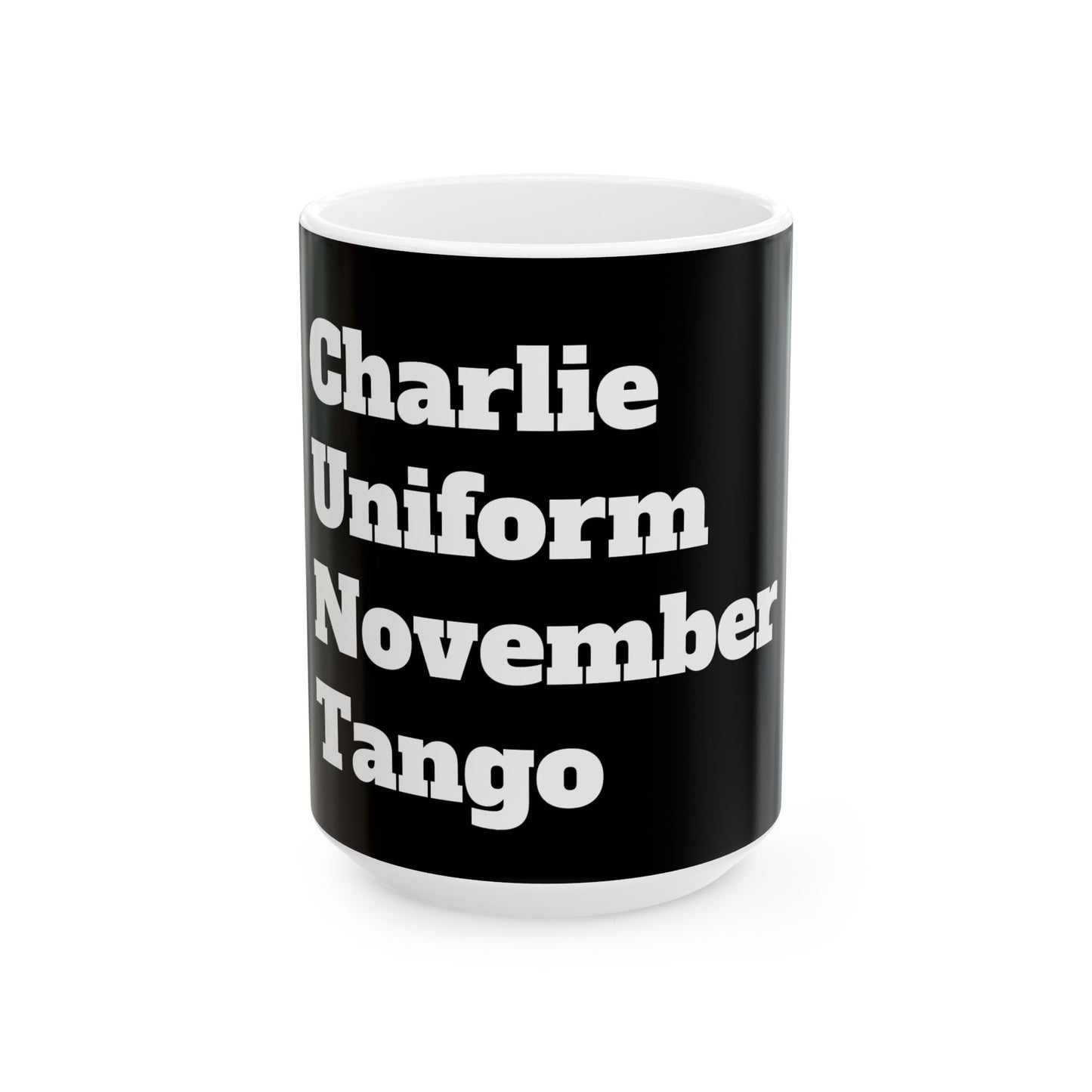 Close-up of Inappropriate Slogan Ceramic Mug with shiny gloss finish, perfect for morning coffee and adding humour to your day.