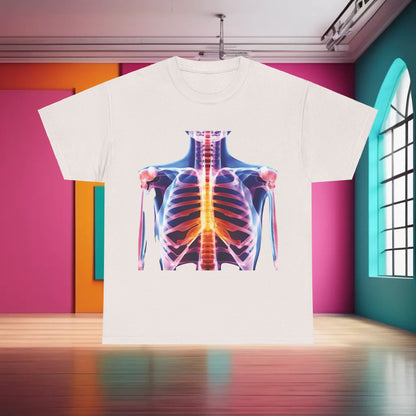 Xray Graphic T-Shirt in cream with a detailed x-ray anatomical illustration, embodying luxury within the urban streetwear scene.