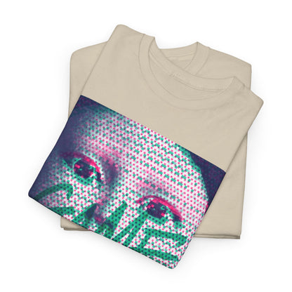 Chic unisex t-shirt artfully folded, featuring a compelling 'GAME OVER' graphic that embodies the essence of daring and individuality.