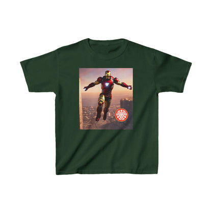 Kids Iron Man Heavy Cotton T-Shirt adorned with a captivating Iron Man graphic, ideal for Marvel enthusiasts.
