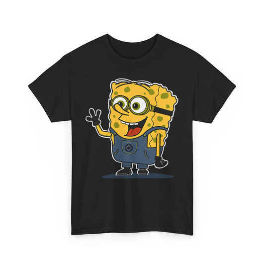 Vibrant Sponge-Minion-Bob Unisex Men´s Women´s Graphic T Shirt showcasing a playful character in blue overalls, ideal for a humorous wardrobe addition, beloved by Minions fans.