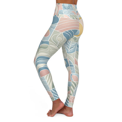 Dazzling Dreams Studio soft blue, pink, yellow and green pastel leggings showcasing modern design, perfect for luxurious everyday wear and active lifestyles.