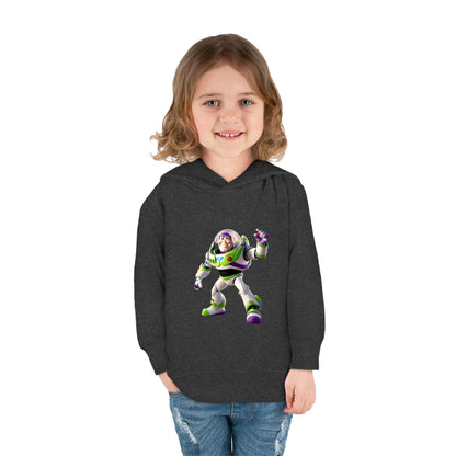 Luxury Buzz Lightyear Toy Story hoodie on a young girl aged 2-5 years, showcasing a vibrant fleece sweater perfect for imaginative adventures.