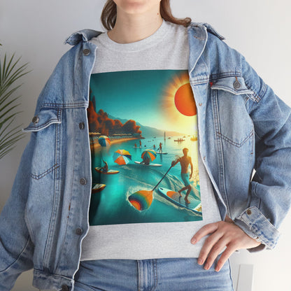 Detailed design element of the Luxury Paddleboarding T-Shirt by Dazzling Dreams Studio, representing a vibrant outdoor lifestyle.
