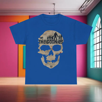 The Goonies Graphic T-Shirt Urban Unisex Cotton Tee in vibrant blue featuring a striking skull design, perfect for adding a touch of pop culture elegance to your wardrobe.