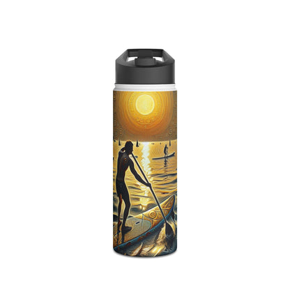 Fantasy Paddleboarding Stainless Steel Water Bottle showcasing a modern paddleboarding scene, capturing the essence of elegance and outdoor adventure.