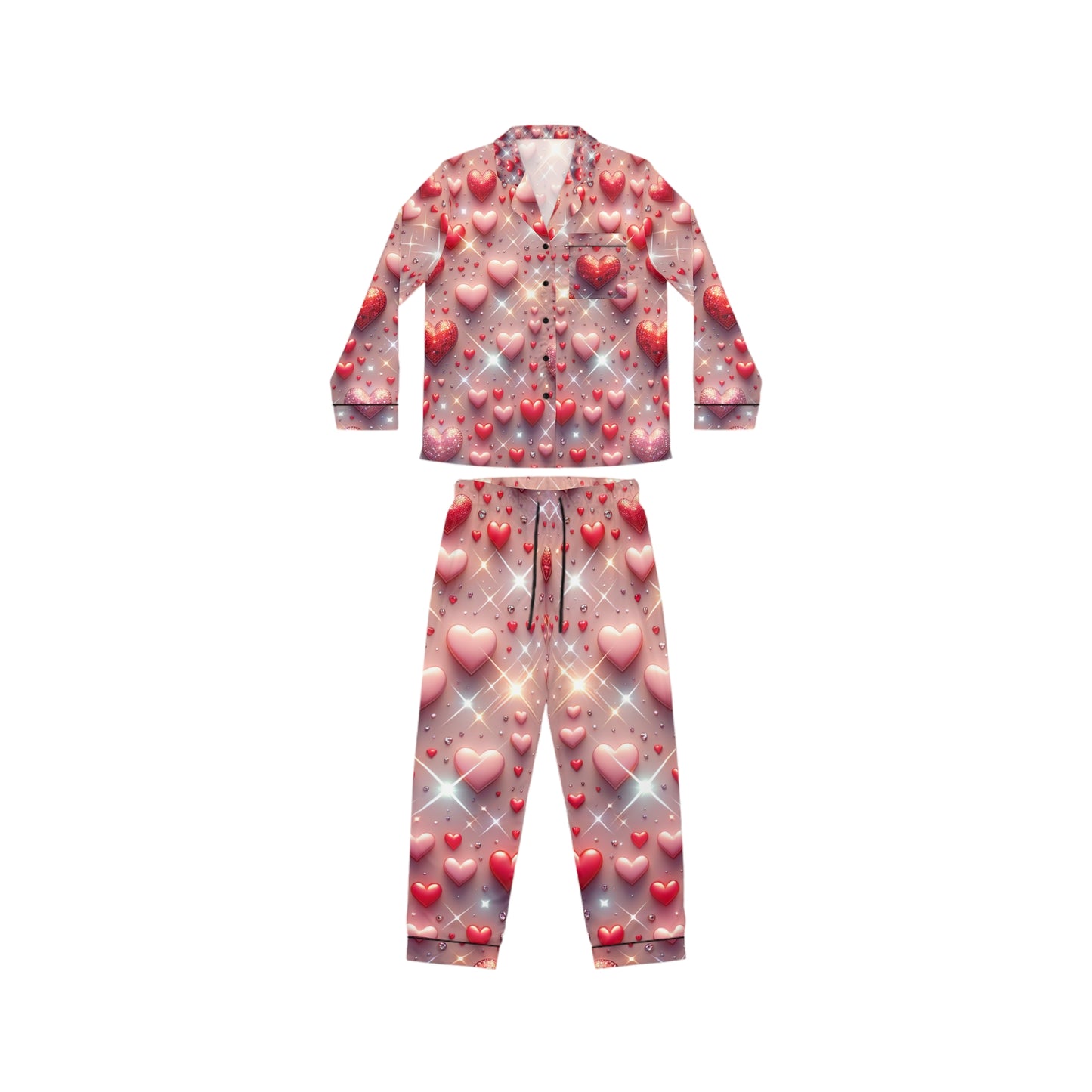 Women's Satin Pajamas Glittering Hearts