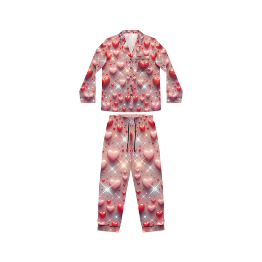 Women's Satin Pajamas Glittering Hearts