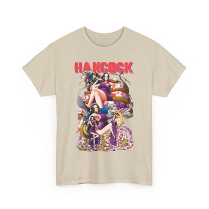 Elegant Hancock-themed men's t-shirt displaying a vibrant and artistic design featuring the character Hancock amidst intricate background imagery.