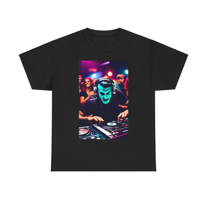 Street Monster Graphic T-Shirt in black, adorned with an eye-catching DJ graphic, designed for discerning streetwear lovers valuing comfort and style.