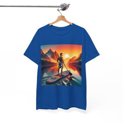 Stylish Serene Paddle Board T-Shirt by Dazzling Dreams Studio, perfect for nature lovers and water sports enthusiasts.