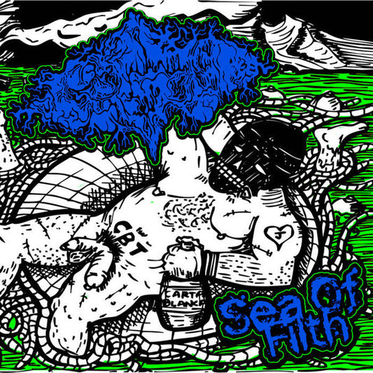 Officially licensed CD cover of 'Pigto - Sea Of Filth', a unique goregrind album by Rancid Offal Records, showcasing dark and edgy artwork that reflects the album's themes.