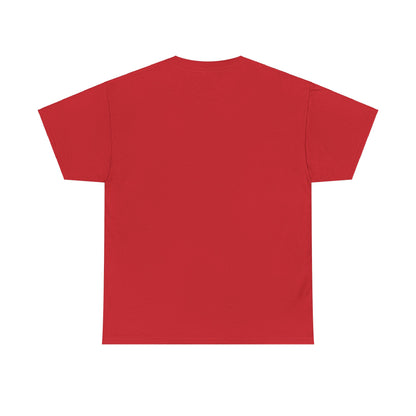 Back view of a Sarcasm Xmas Christmas Graphic T-Shirt in vibrant red, perfect for festive gatherings and casual chic style.