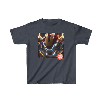 Kids Iron Man Heavy Duty Tee with Hulk Graphic in navy showcasing a vibrant Iron Man logo, ideal for aspiring little heroes.