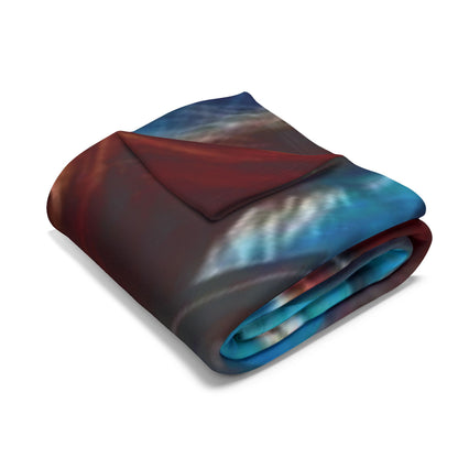 Sumptuous Decorative and Warm Halloween Chucky Spooky Arctic Fleece Blanket neatly folded, presenting a stylish pattern ideal for sophisticated Halloween home styling.