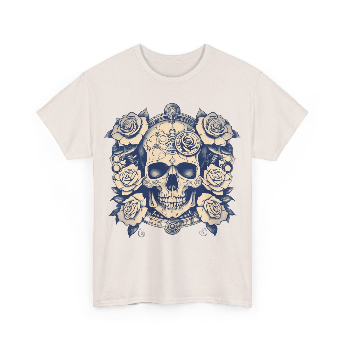 Skulls and Roses Cotton Tee, Unisex Graphic Shirt, 7 color choice