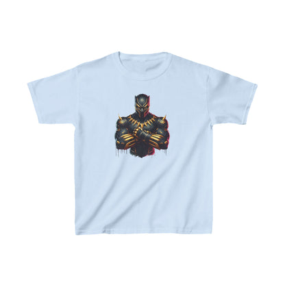 Child’s Unleash Your Inner Hero: Black Panther Unisex Graphic Tee Shirt Kids in light blue, featuring a bold Black Panther graphic illustration.