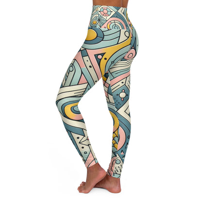 Elegant and comfortable Pastel Geometry Leggings by Dazzling Dreams Studio, showcasing a stylish geometric pattern perfect for athleisure wear.
