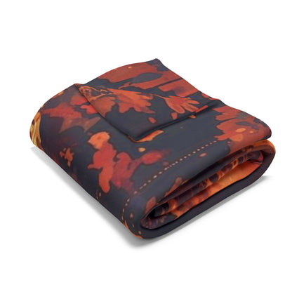 Chic Decorative and Warm Halloween Spooky Arctic Fleece Blanket rolled neatly, highlighting its vibrant colours and textures, ideal for both comfort and style this Halloween.