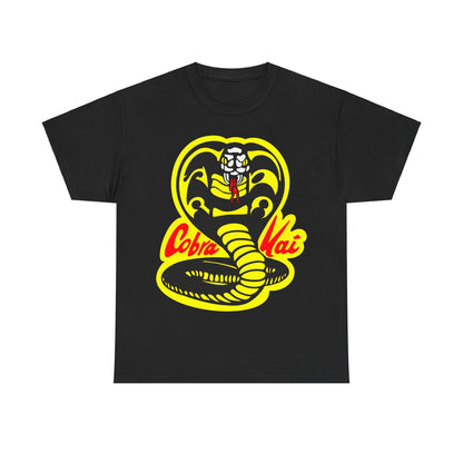 Cobra Kai Graffiti Graphic Unisex T-Shirt in black, featuring a vibrant Cobra Kai logo, perfect for stylish casual wear.