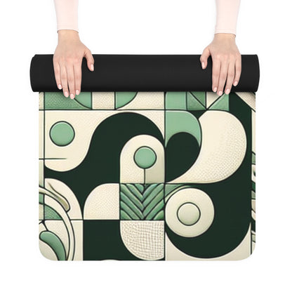 Close-up of the Dazzling Dreams Studio Pastel Green Yoga Mat displaying its luxurious padding and stylish checkerboard pattern.